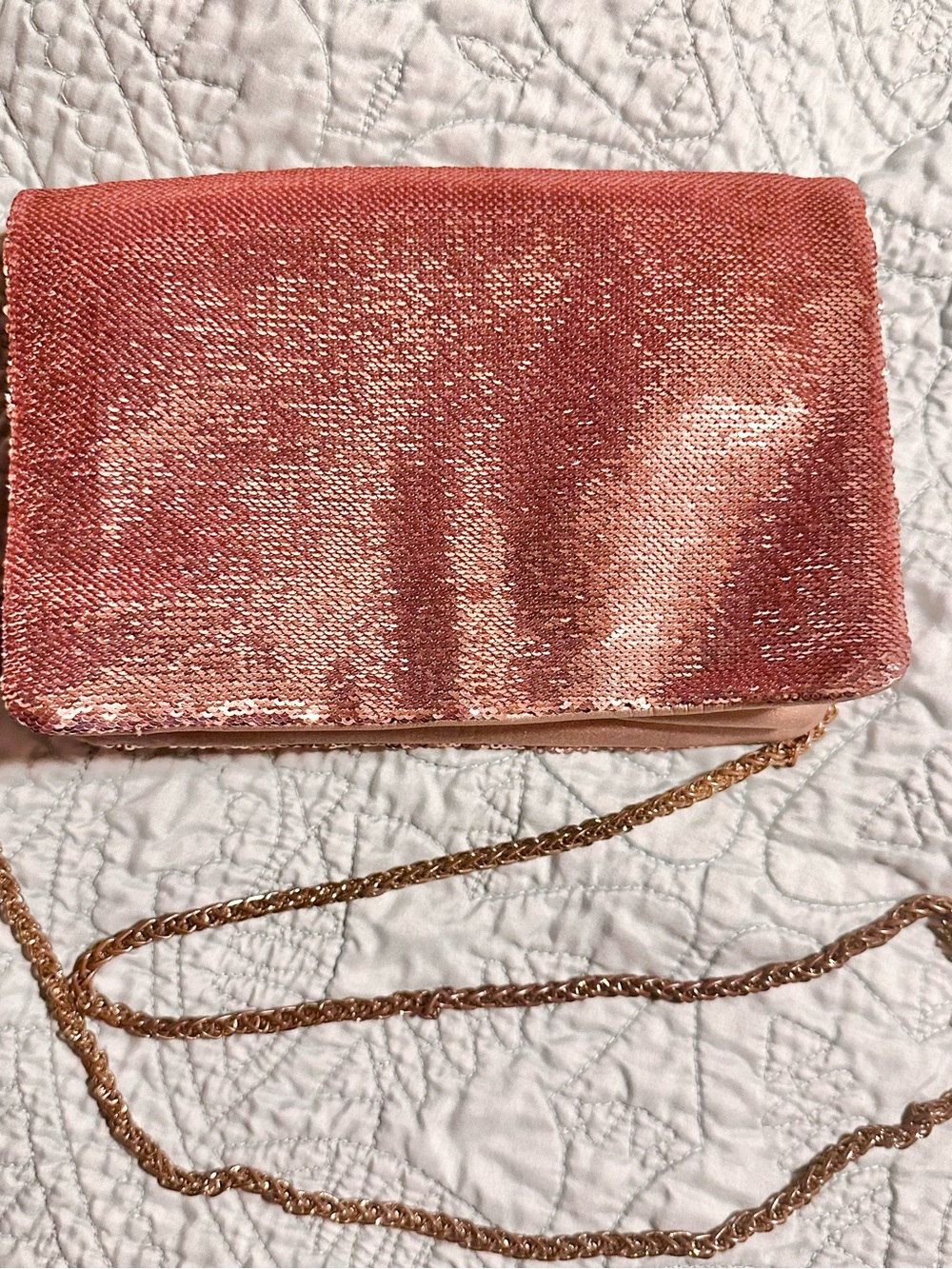Sparkle Rose Gold Sequin Crossbody Clutch - Unbranded